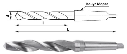Сверло среднее к/х 17,4х130х228 Р6М5 КМ2 2301-0059 ГОСТ 10903 