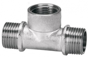 Тройник НР-ВР-НР 3/4" латунь никель AQUALINK