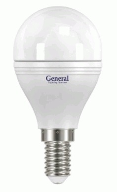 Лампа светодиодная Е14 10Вт 2700К шар G45 матов.General