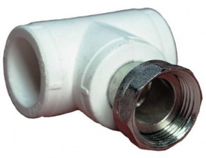 Тройник PPR комб 20х1/2" НГ белый Valfex