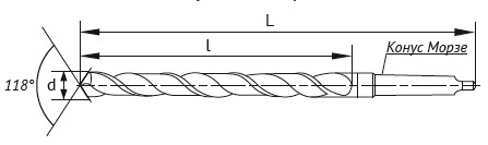 Сверло длинное к/х 26,5х214х335 Р6М5 КМ3 2301-3501 ГОСТ 12121 