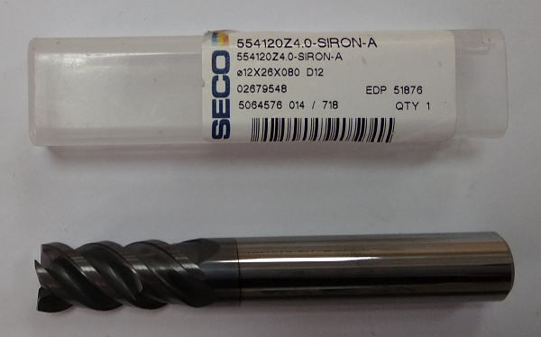 Фреза концевая ц/хв 12х26х80 z=4 554120 Z4.0-SIRON-A Seco